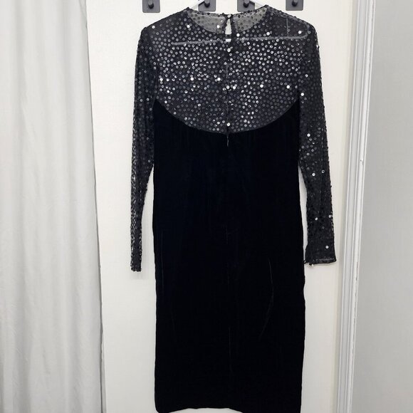 Vintage Christian Dior Robes du Soir Embellished Velvet Evening Black Dress Sz 6 - Picture 5 of 14